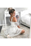 Cute A-Line White Lace Homecoming DressShort P2L83ALT