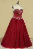 2024 Ball Gown Sweetheart Tulle With Beading P6Z5E3QL