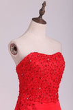 2024 Sheath Mother Of The Bride Dresses Strapless With Beading And PCHTDMT3
