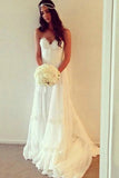 Boho Sweetheart Appliques A Line Ivory Wedding Dress Beach P76XLAEC