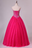 2024 Ball Gown Quinceanera Dresses Sweetheart Beaded Bodice Floor Length PBBZ986Y