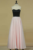2024 Bicolor A Line Scalloped Neckline Prom Dresses Satin Ankle PQYAJAC5
