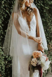 Backless Mermaid Spaghetti Straps Lace Backless Wedding Dresses Beach Bridal Dresses STI15056