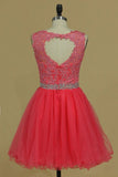 2024 Scoop Homecoming Dresses A Line Tulle With Applique PCQZLAYF