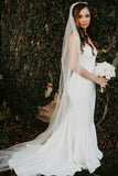 Sheath Sweetheart Sleeveless With Ruffles Satin Wedding Dresses, Beach Bridal Dresses STI15374