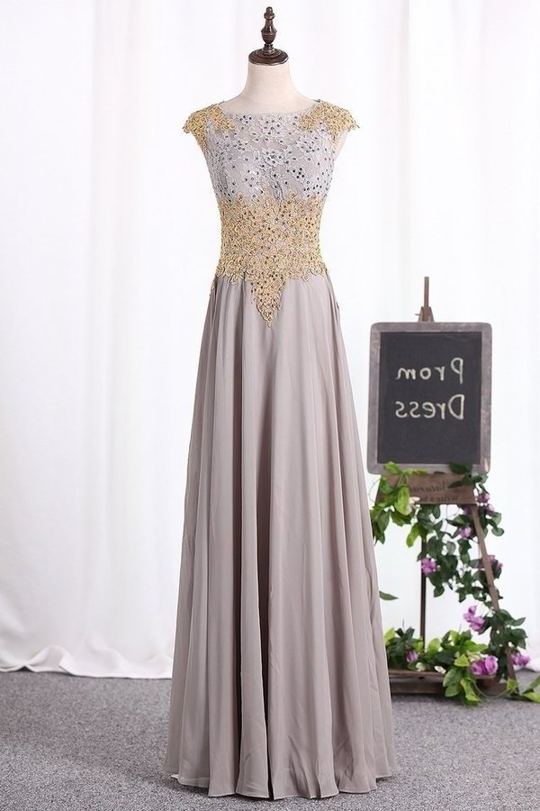 2022 A Line Evening Dresses Scoop With Applique And PAB713PN