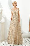 Elegant A Line V Neck Off the Shoulder Beads Prom Dresses with Lace STI20414