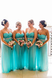 Sweetheart Strapless Tulle Turquoise Bridesmaid Dresses Beaded Wedding Party STI20473