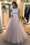2024 Scoop Tulle With Applique And Sash A Line Lace PTZCY9KK