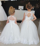 Princess Ivory Flower Girl Dresses with Lace Appliques, Cute Little Girl Dress STI15590