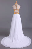 2024 Two-Piece Prom Dresses High Neck With Beading P8X9SBN7