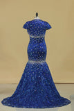 2024 Sweetheart With Beading Mermaid Tulle Sweep Train P4CXXYCL