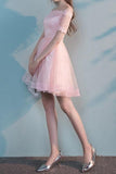 2024 A Line Boat Neck Tulle With Applique Homecoming Dresses P1366R69