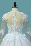 2024 A Line V Neck Long Sleeves Wedding Dresses Tulle PA96Z51S