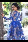 See Through Long Sleeve A Line Homecoming Dresses Lace Short PMQZKDT2