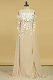 2024 Chiffon Strapless Evening Dresses With Handmade PMG8CP6S