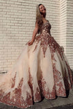 Sweetheart Tulle Sequin Prom Gown Wedding Dress PNGKPYN9
