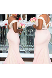 Pretty Mermad Long Satin Off The Shoulder Bridesmaid Dresses For STIPAEMF278