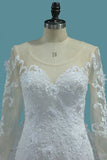 2024 Scoop Long Sleeves Mermaid Wedding Dresses With Applique Tulle PD3A6SK8