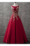 A-Line Bateau Floor-Length Sleeveless Satin Prom Dress/Evening Dress STIPJQ7ECFK