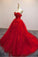 Red Ball Gown Tulle Strapless Generous Floral Fashion Quinceanera Prom Dresses