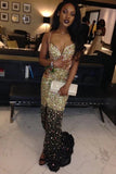 Sparkly Straps Mermaid Evening Dress With Beading Glitter Prom Dress P1B48N3K