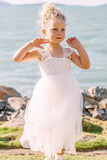 Cap Sleeves Lace Top Tulle Skirt Flower Girl Dresses, Beach Cute Little Girl Dresses STI15567
