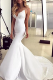 Spaghetti Straps Mermaid Wedding Dress With Appliques Sexy Backless Bridal STIPGZT9APS