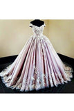 2024 Tulle Off The Shoulder Prom Dresses With Applique Ball PL7GES2N