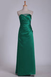New Arrival Bridesmaid Dresses Strapless A Line Satin With Beads And Ruffles P7K84EJ1