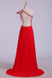 Prom Dresses Sheath Split Front Floor Length One Shoulder Color P6M8GMY4