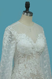 2024 A Line Prom Dresses Scoop Long Sleeves Lace PLFGRLXZ