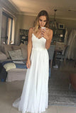 Elegant A Line Spaghetti Straps V Neck Top Lace Wedding Dresses, Bridal STI20461