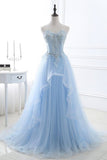 2024 A Line Prom Dresses Sweetheart Tulle With Applique PHCAD8DF