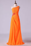 2024 One Shouder Column Evening Dresses Chiffon With Beads With PM69GJRL