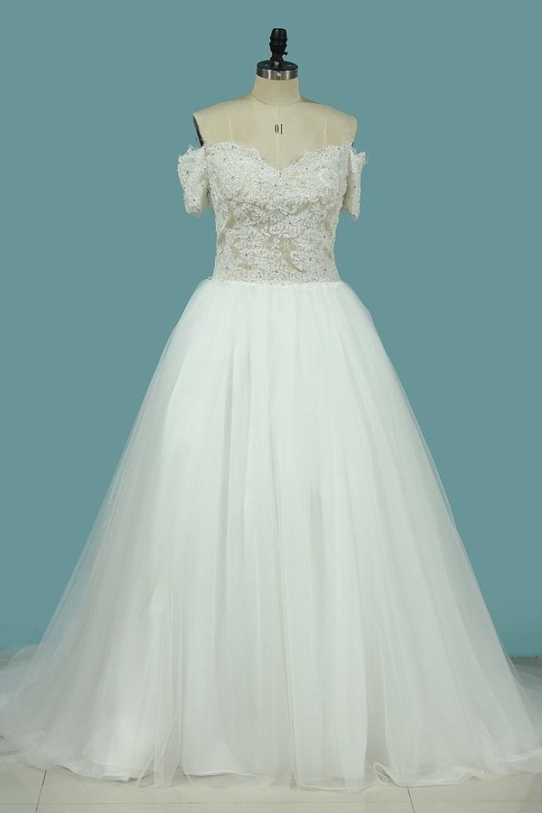 2022 A Line Covered Button Wedding Dresses V Neck Tulle With PC3FPHP1