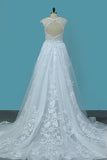 2024 Scoop Open Back Sheath Tulle Wedding Dresses With PDNRF6PC