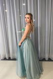 A-Line Spagahetti Straps Sweetheart Beades Long Prom Dresses Evening STIPQTT3PE6