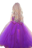 Princess Purple Ball Gown Square Neck Layers Tulle Flower Girl Dresses, Bowknot Baby Dresses STI15304