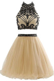 2024 High Neck Open Back Tulle With Beading Homecoming Dresses PA1C3FYZ