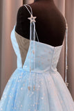 Charming A Line Spaghetti Straps Tulle Prom Dresses With Stars Dance STIP8AGEYHP