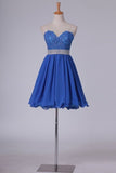 2024 Chiffon Short/Mini Sweetheart With Applique A Line Homecoming PZQZT488
