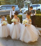 Ball Gown Long Sleeve Tulle Appliques Flower Girl Dresses with Bowknot, Baby Dresses STI15560