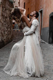 Rustic A Line Tulle Sweetheart Strapless Wedding Dresses, Sleeveless Beach Bridal Dresses STI15526