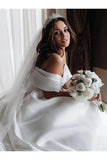 Ball Gown Off The Shoulder Satin White Sweetheart Wedding Dresses Wedding STIP46AJRNZ