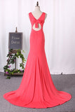 2024 Mermaid Evening Dresses Scoop Open Back Spandex With PNM1JQ6A
