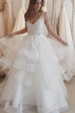 New Arrival Sexy A-Line V-Neck Sleeveless Backless White Tulle Occasion Wedding Dress