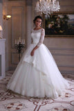 2024 3/4 Length Sleeve Wedding Dresses Ball Gown Tulle With Applique Sweep P48FZ25T