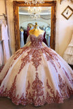 Princess Ball Gown Strapless Sweetheart Prom Dresses with Tulle, Beading Quinceanera Dresses STI15524