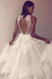 A Line Sleeveless Tulle Prom Dress With Appliques Cheap Beach PE2EYS96